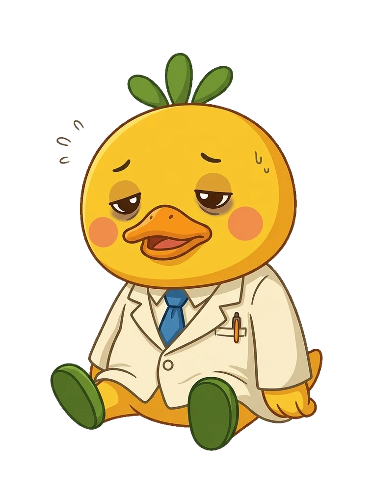 ねむそうにすわるウンポポ博士